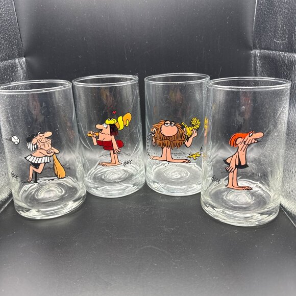 4 Vintage Arby’s Issue 1981 B. C. Ice Age collector glasses 16 Ounce - Picture 1 of 5